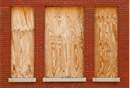 A boarded up window